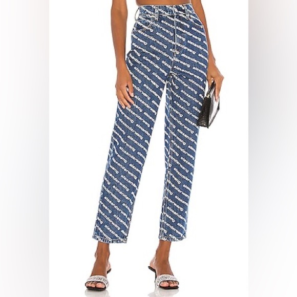 Alexander Wang Bluff Pegged Leg High Rise Monogram Jean Size 25 - Picture 1 of 7